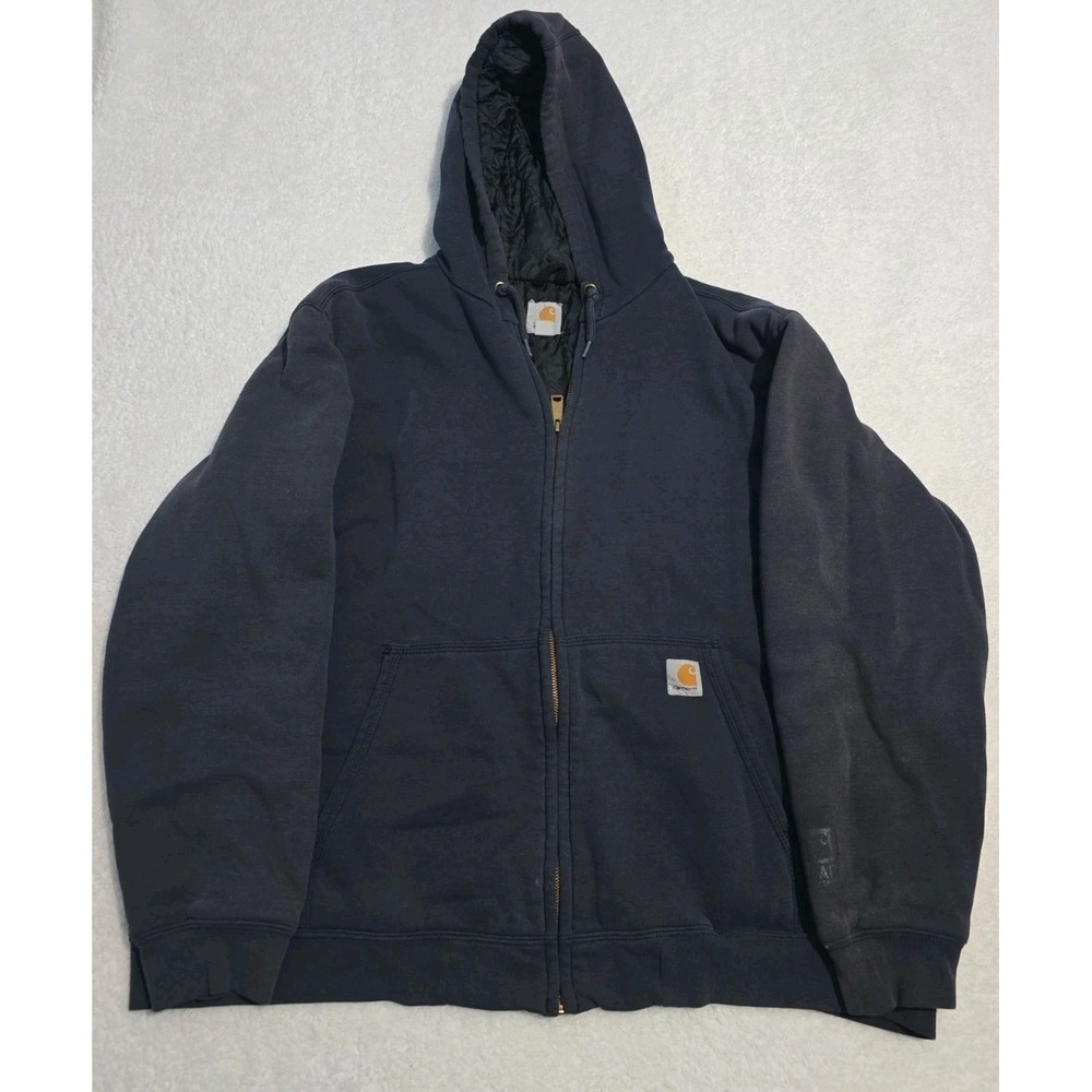 Carhartt Vintage Thermal Lined Hooded Front Zip Sweatshirt Jacket Size 2XL